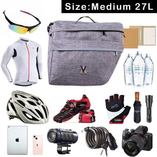 Bike Pannier Bag - 30L Bicycle Bag with Reflective Trim, Water-Resistant Bike Rear Seat Saddle Bags