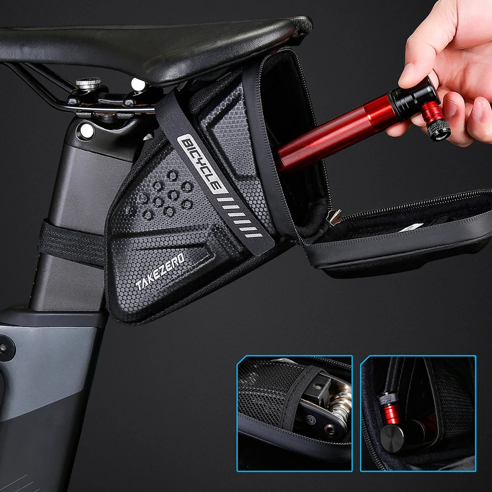 1L Bike Pocket Pack Large Capacity Bike Seat Bag Cycling Bag Reflective Bicycle Saddle Bag EVA for Mountain Road Bikes