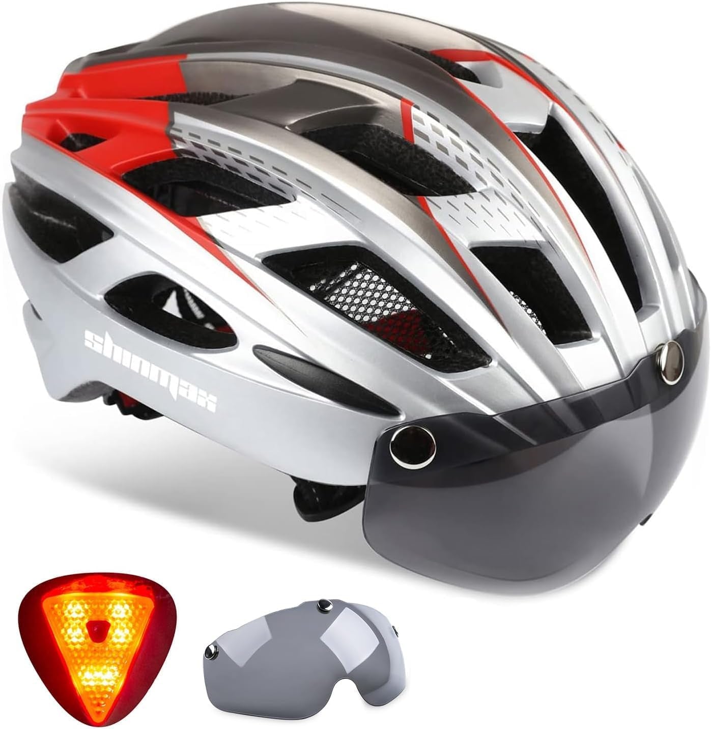 Bike Helmet, CPSC/CPC Bike Helmet for Adult Men Women with Magnetic Goggles&Led Back Light Cycling Helmet Adjustable SM-T69