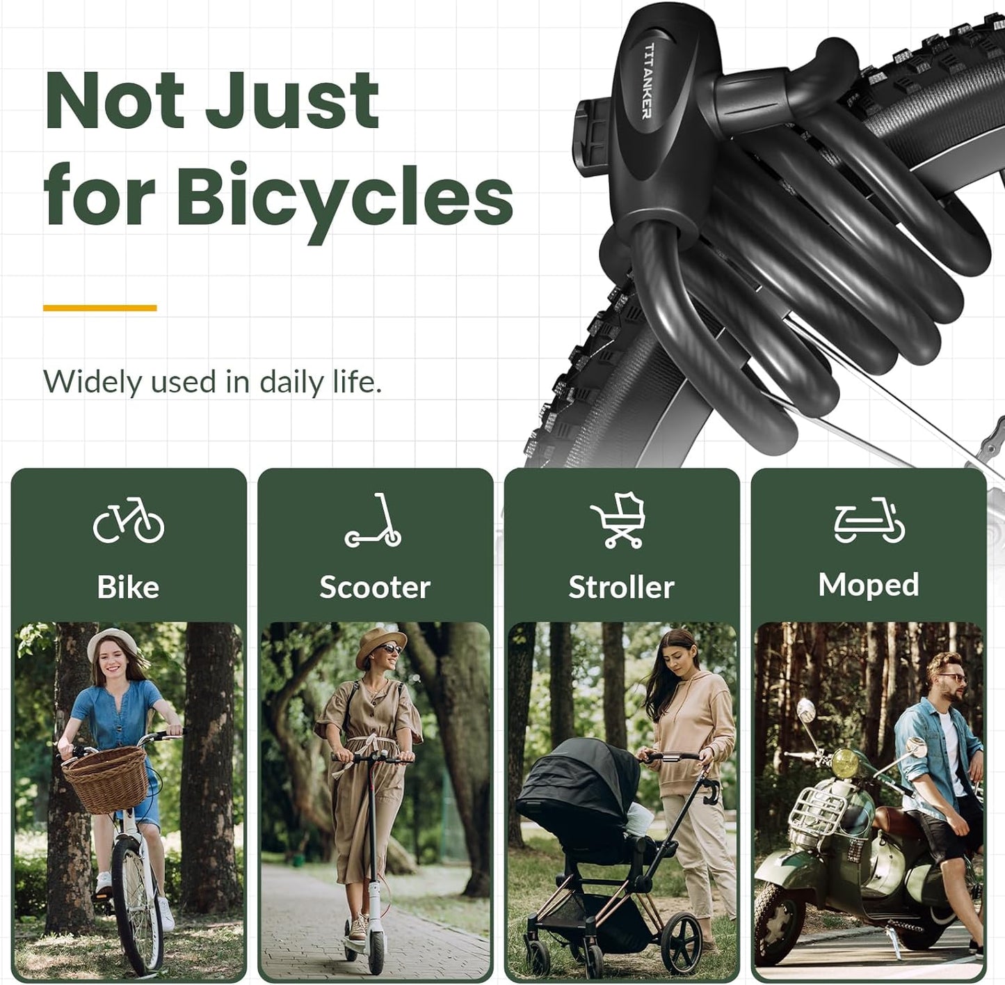 Bike Lock, 1/2 Inch Thick Bike Lock Cable Coiled Secure Bicycle Lock with Keys Scooter Lock Bike Locks Heavy Duty anti Theft Bike Cable Lock with Mounting Bracket (4Feet, 6 Feet)