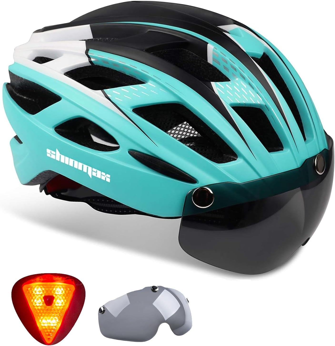 Bike Helmet, CPSC/CPC Bike Helmet for Adult Men Women with Magnetic Goggles&Led Back Light Cycling Helmet Adjustable SM-T69