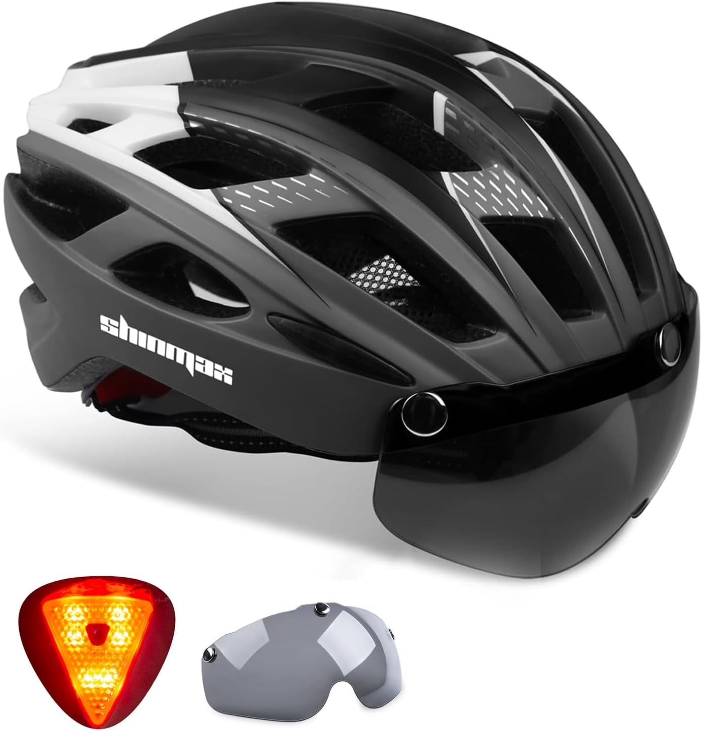 Bike Helmet, CPSC/CPC Bike Helmet for Adult Men Women with Magnetic Goggles&Led Back Light Cycling Helmet Adjustable SM-T69