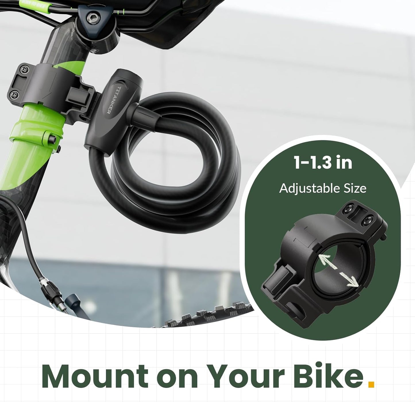 Bike Lock, 1/2 Inch Thick Bike Lock Cable Coiled Secure Bicycle Lock with Keys Scooter Lock Bike Locks Heavy Duty anti Theft Bike Cable Lock with Mounting Bracket (4Feet, 6 Feet)