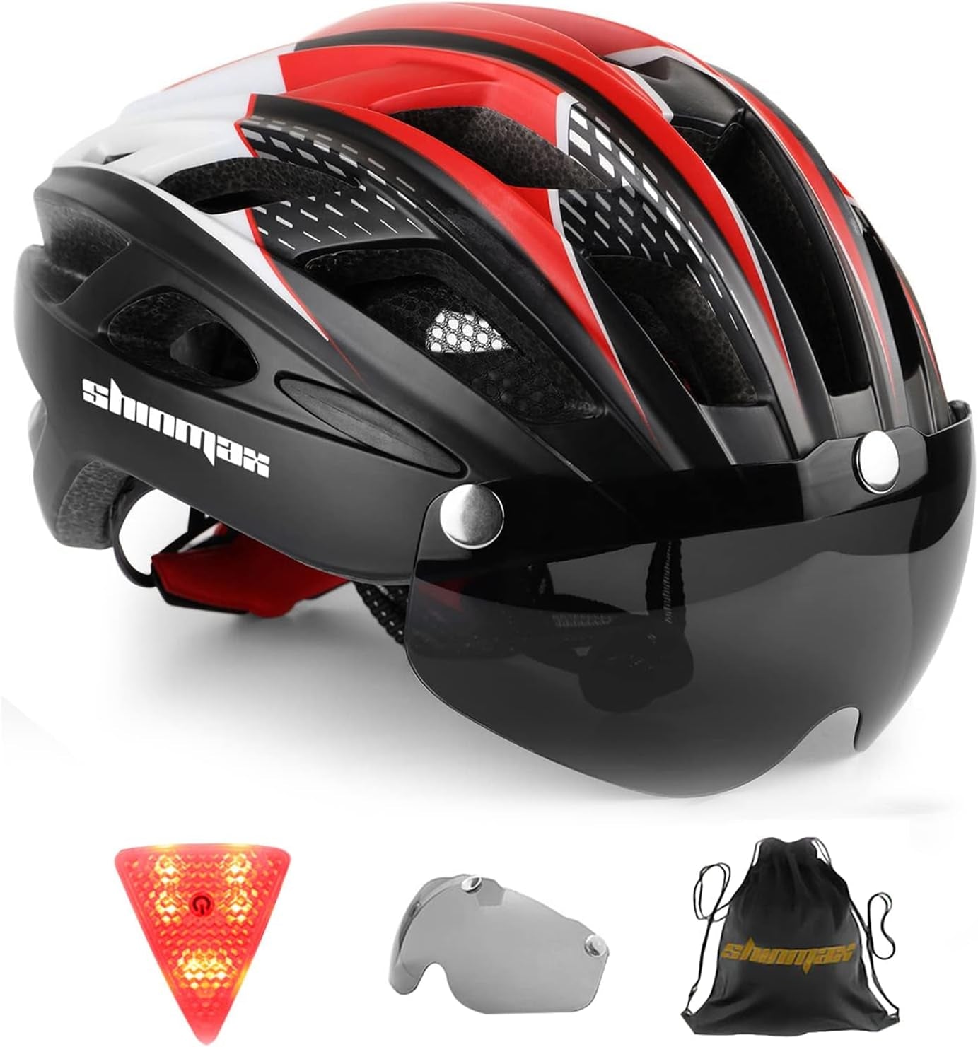 Bike Helmet, CPSC/CPC Bike Helmet for Adult Men Women with Magnetic Goggles&Led Back Light Cycling Helmet Adjustable SM-T69