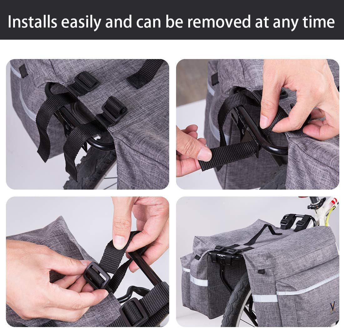 Bike Pannier Bag - 30L Bicycle Bag with Reflective Trim, Water-Resistant Bike Rear Seat Saddle Bags