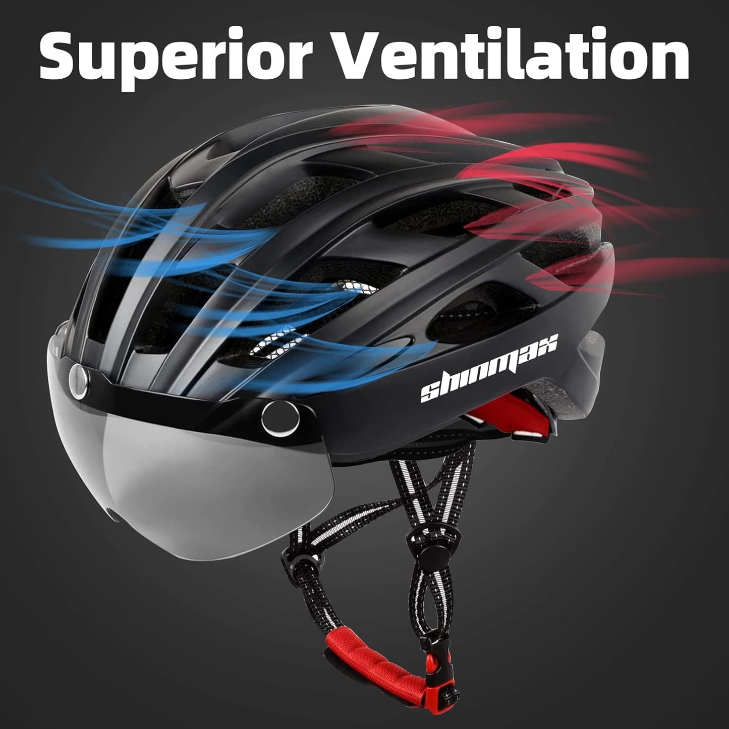 Bike Helmet, CPSC/CPC Bike Helmet for Adult Men Women with Magnetic Goggles&Led Back Light Cycling Helmet Adjustable SM-T69