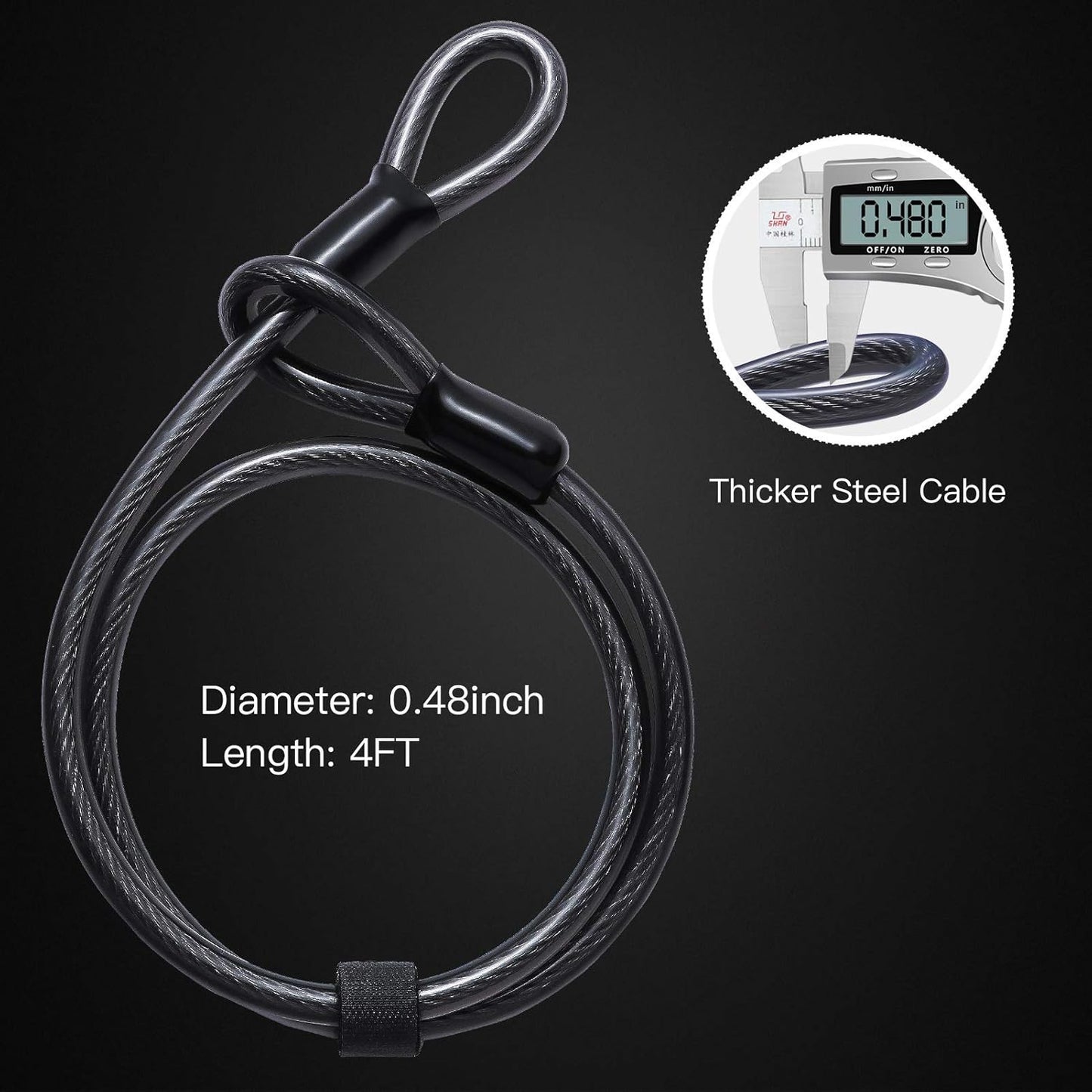 Bike U Lock Heavy Duty Bike Lock Bicycle U Lock, 16Mm Shackle and 4Ft/6Ft Length Security Cable with Sturdy Mounting Bracket for Bicycle, Motorcycle and More