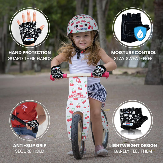 anti Slip Kids Bike Gloves for Kids Boys & Girls Best Toddler Bike Gloves Ages 2-8 Fingerless Cycling Gloves for Youth Sports like MTB, BMX Dirt Biking, Mountain Bike Riding, Skates