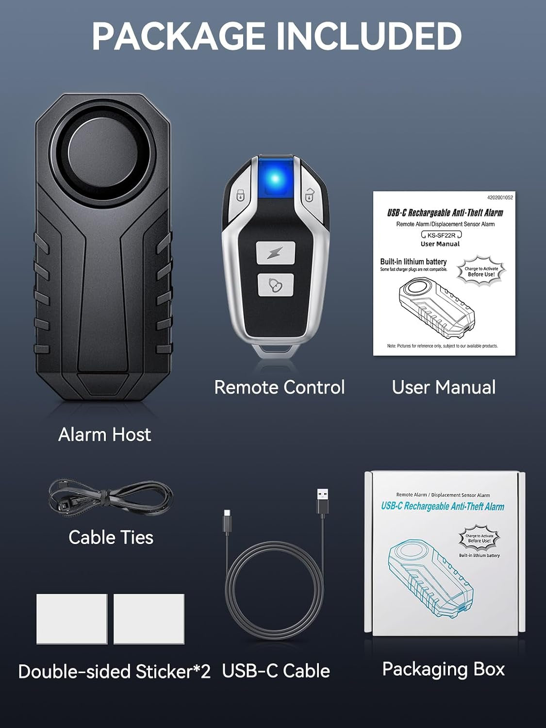Onvian rechargeable wireless bike alarm with remote β photo 6
