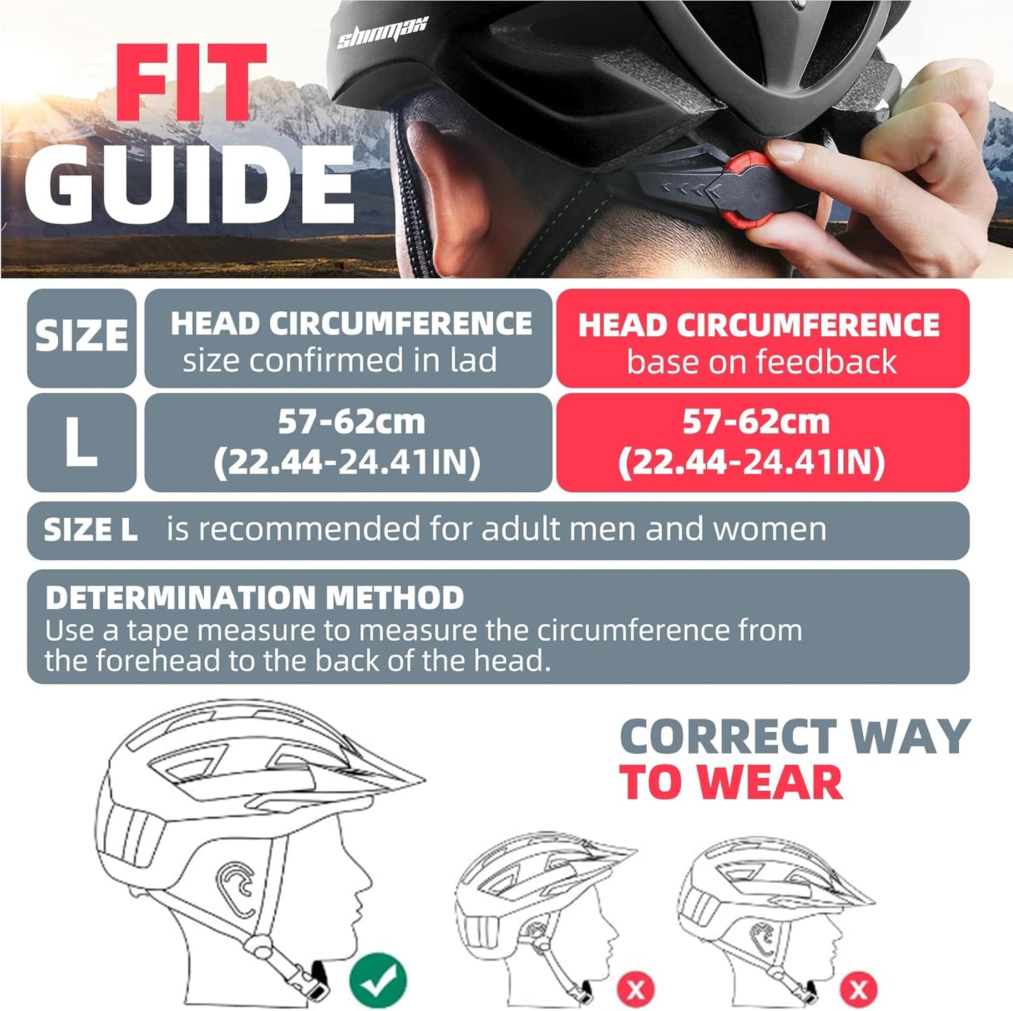 Bike Helmet, CPSC/CPC Bike Helmet for Adult Men Women with Magnetic Goggles&Led Back Light Cycling Helmet Adjustable SM-T69