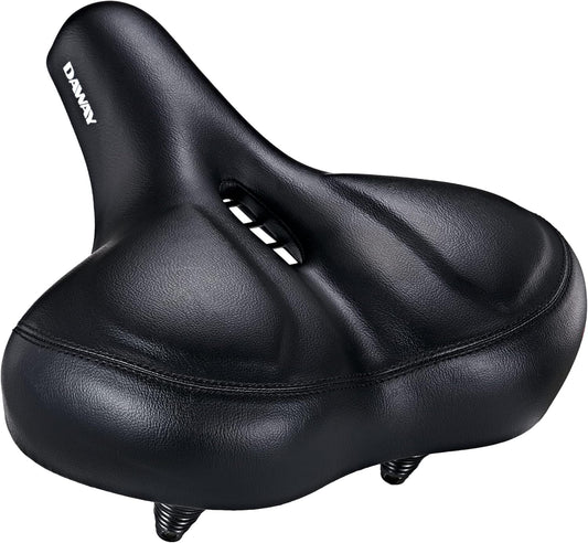 C50 Oversized Comfortable Bike Seat - Extra Wide Bike Saddle Replacement with Memory Foam Cushion for Men Women Comfort, Compatible with Peloton, Exercise, Mountain, Road Bicycles or E-Bike