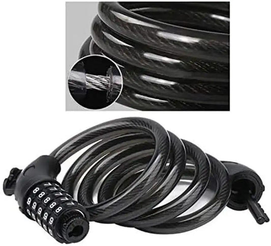 Close-up of the 5-digit combination dial on the bike cable lock