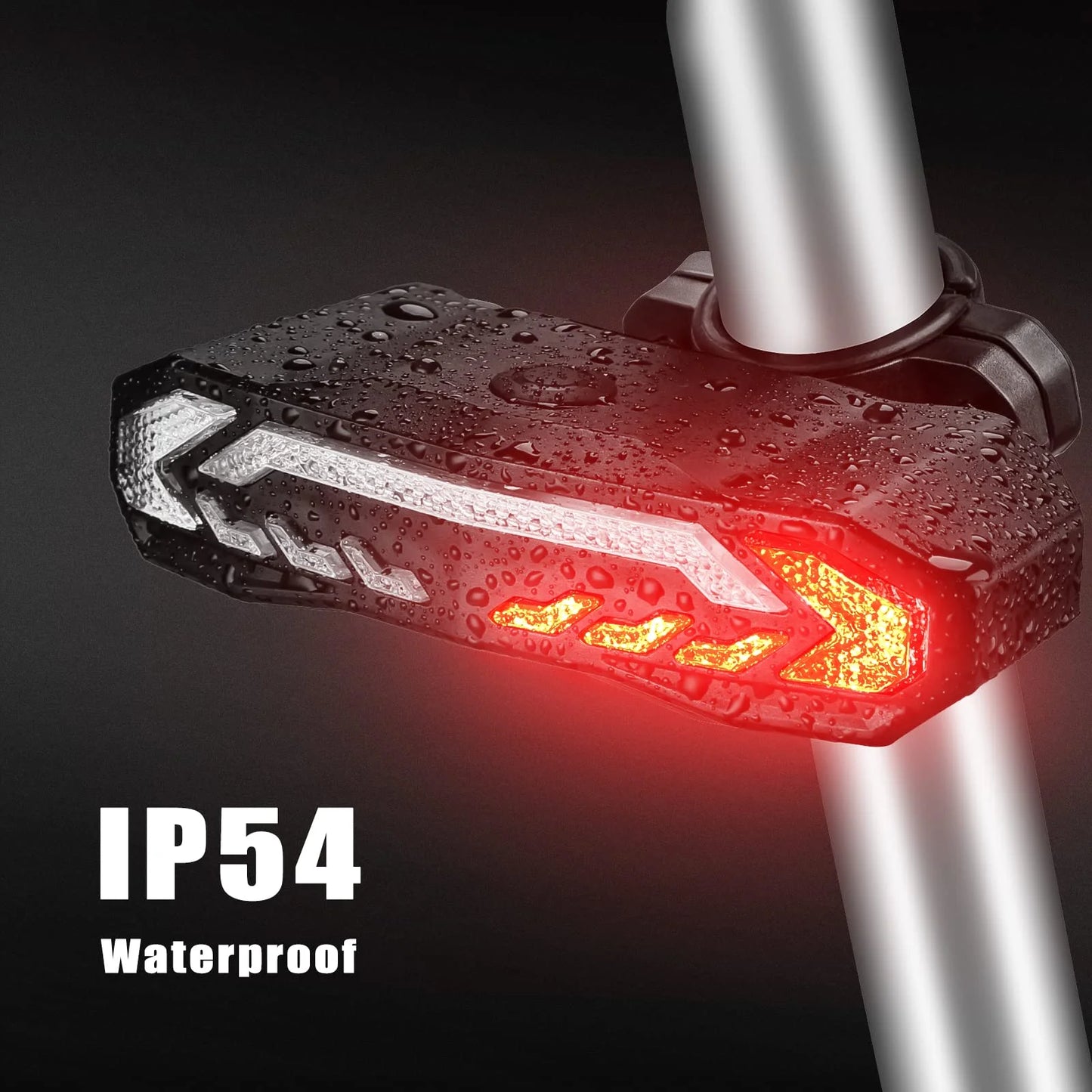 5-In-1 Bicycles Tail Light Alarm Rechargeable for Night Ride with Turn Signals Brake Light and Remote Control