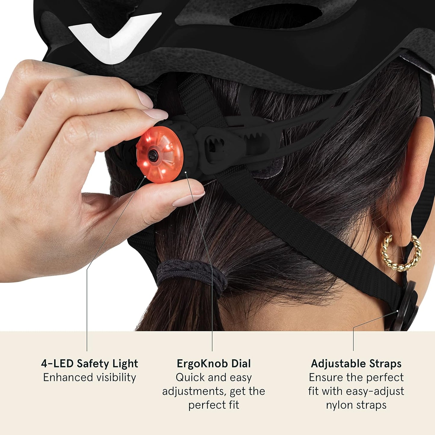 Silas Adult Bike Helmet with Light for Men & Women - Lightweight, Comfortable