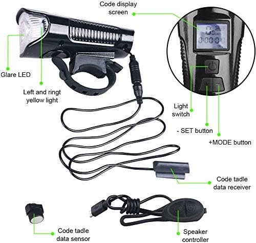 Bike Light Set,Bicycle Headlight with Horn and Speedometer Odometer,Usb Rechargeable Bike Front Light and Tail Light,Fits All Mountain & Road Bike