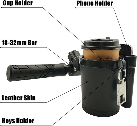 Bike Water Bottle Holder, Handlebar Bike Cup Holder with Phone Keys Holder, Bicy