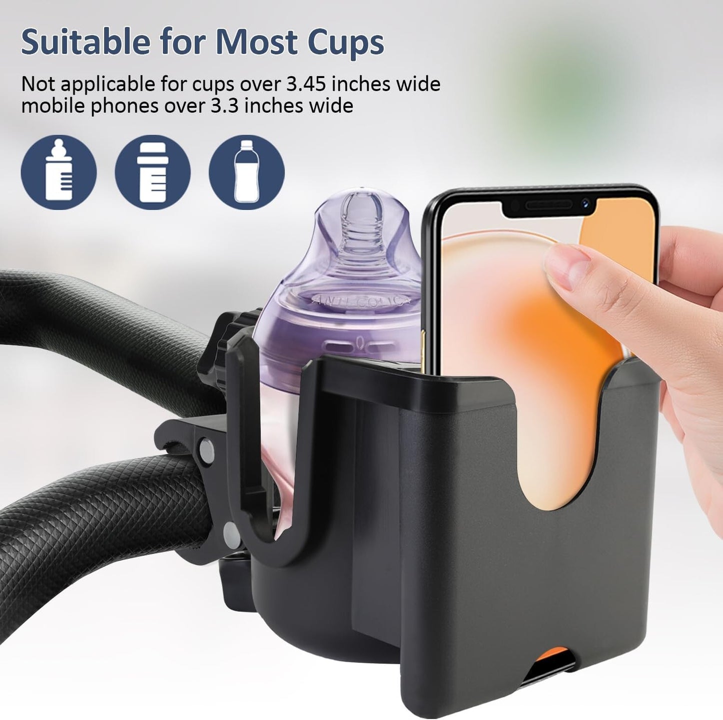 Universal Cup Bottle Phone Holder for Wheelchair Stroller Walker Bike Scooter