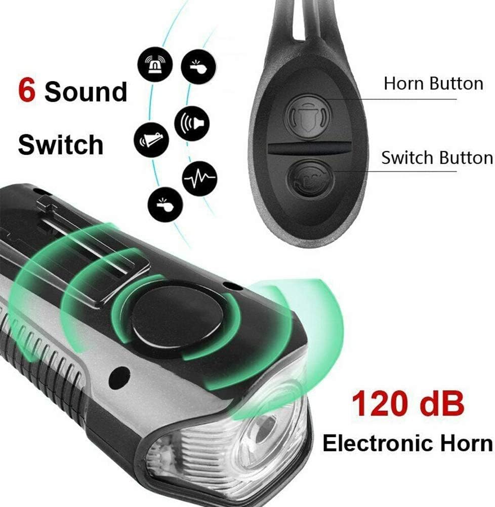 Bike Light Set,Bicycle Headlight with Horn and Speedometer Odometer,Usb Rechargeable Bike Front Light and Tail Light,Fits All Mountain & Road Bike