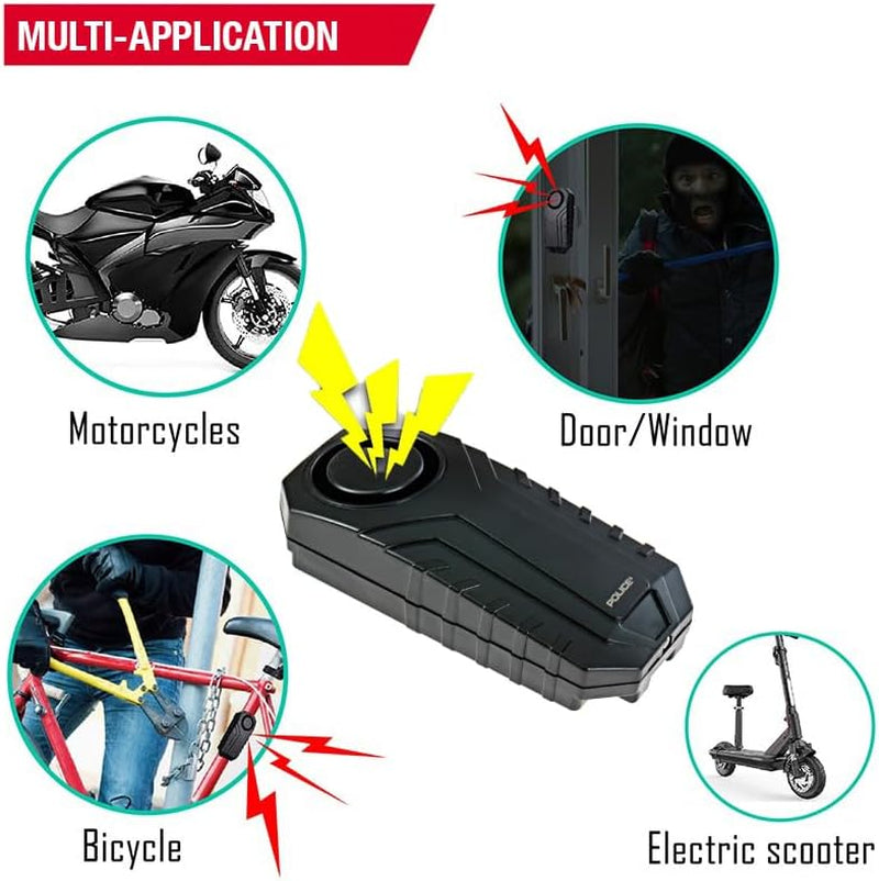 Bike Alarm with Remote 113Db Loud Scooter Alarm System, anti Theft Motorcycle Alarm, Wireless Vibration Motion Sensor Waterproof Security System for Electric Bike Tricycle Mobility Scooter