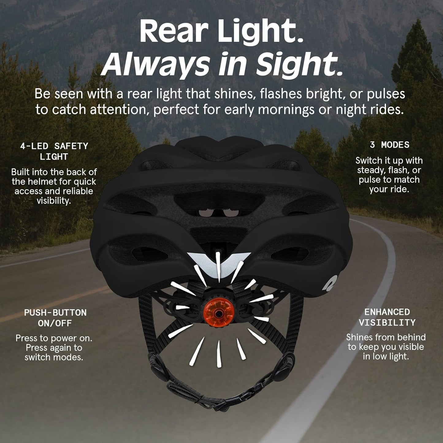 Silas Adult Bike Helmet with Light for Men & Women - Lightweight, Comfortable