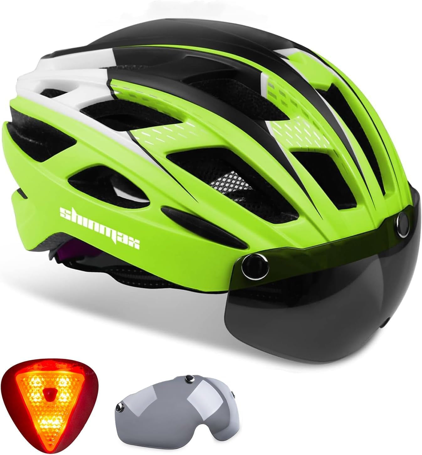 Bike Helmet, CPSC/CPC Bike Helmet for Adult Men Women with Magnetic Goggles&Led Back Light Cycling Helmet Adjustable SM-T69