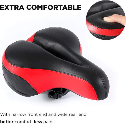 Bike Seat Dual Shock Absorbing Soft Comfortable Padded Bicycle Seat Cushion for Men Women Comfort - Memory Foam Universal Fit Bike Saddle for Exercise Outdoor Mountain Bikes