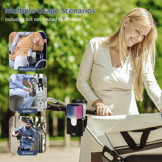 Universal Cup Bottle Phone Holder for Wheelchair Stroller Walker Bike Scooter