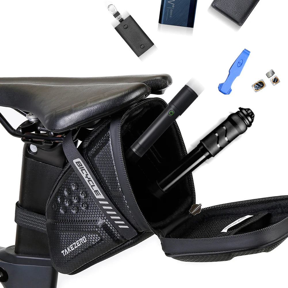 1L Bike Pocket Pack Large Capacity Bike Seat Bag Cycling Bag Reflective Bicycle Saddle Bag EVA for Mountain Road Bikes