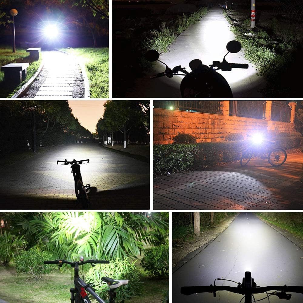 -2400 Lumens(1200Lmx2) Mountain Bike Headlight Bike Light -Rechargeable 8.4V ABS Waterproof Battey Pack-Free USB Biketaillight Bonus -NO Tool Required