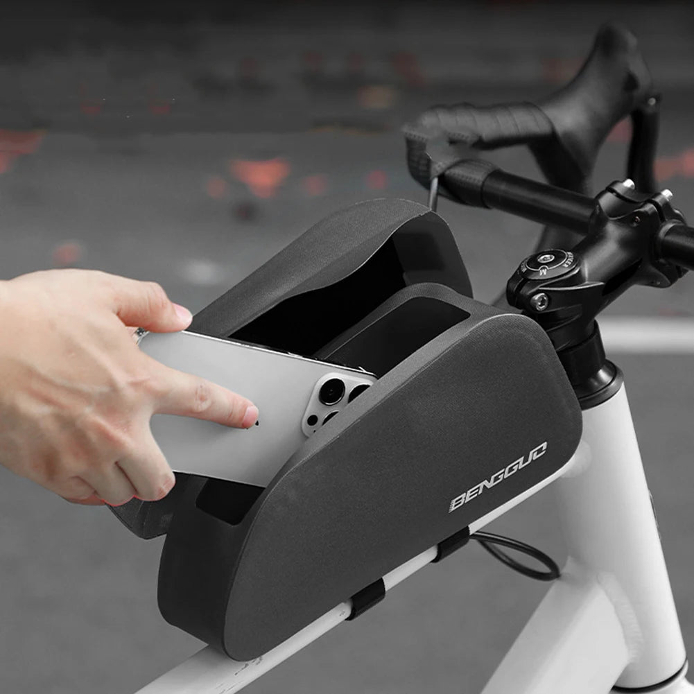 Bicycle Magnetic Lid Top Tube Bag Waterproof Bike Bag Bicycle Front Frame Bag for Mountain Road Bike