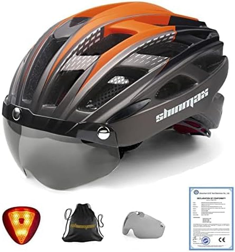 Bike Helmet, CPSC/CPC Bike Helmet for Adult Men Women with Magnetic Goggles&Led Back Light Cycling Helmet Adjustable SM-T69