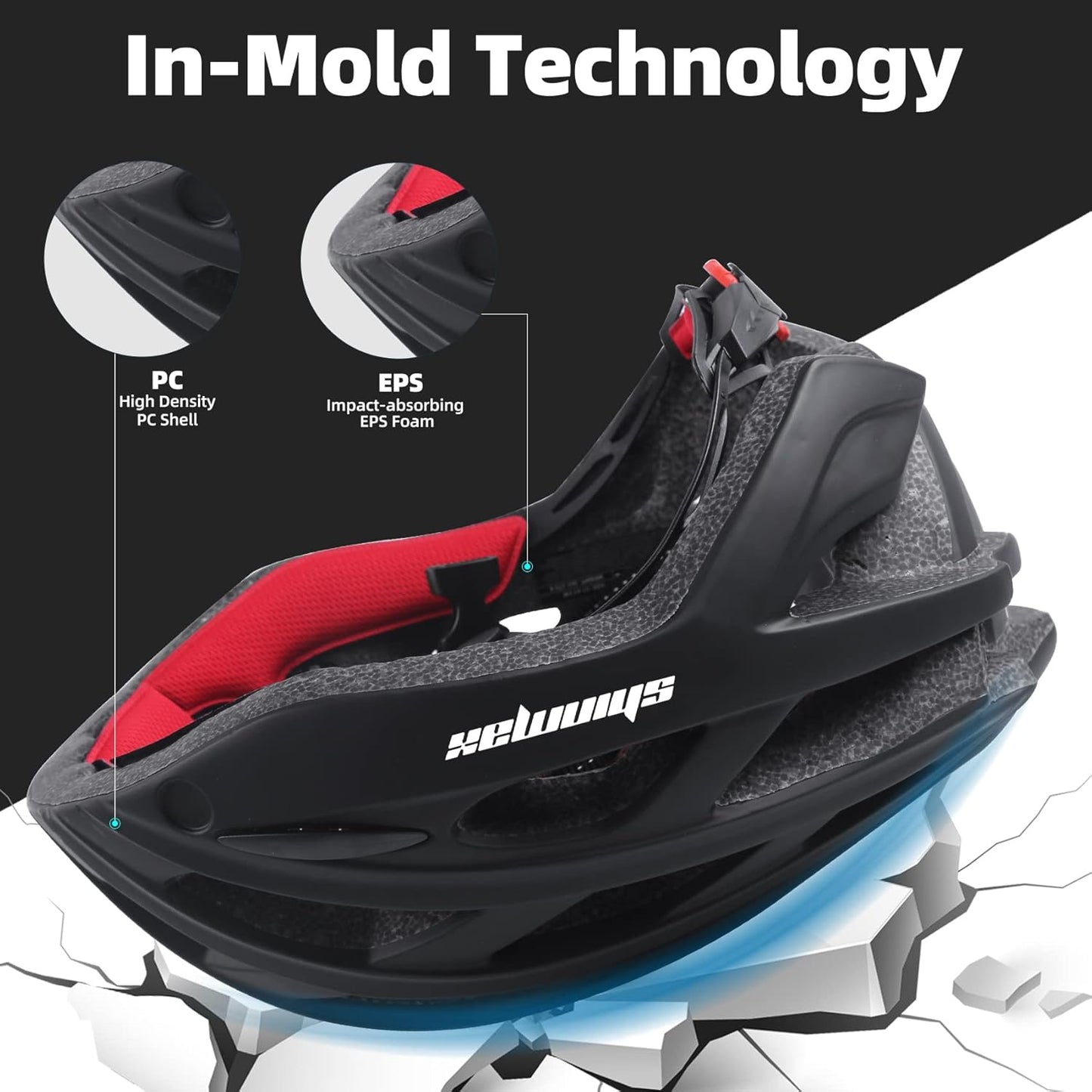 Bike Helmet, CPSC/CPC Bike Helmet for Adult Men Women with Magnetic Goggles&Led Back Light Cycling Helmet Adjustable SM-T69