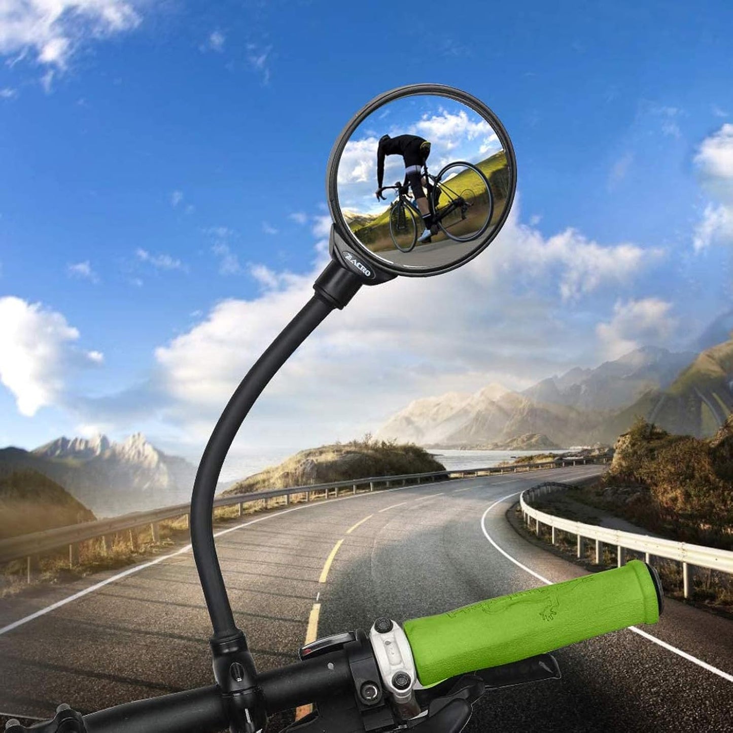 Bike Mirror Handlebar Mount HD Bike Rear View Mirror Bicycle Mirrors for Handlebars Adjustable Rotatable Bike Mirrors Ride Safely (A-2 Pcs Black Long Mirror)