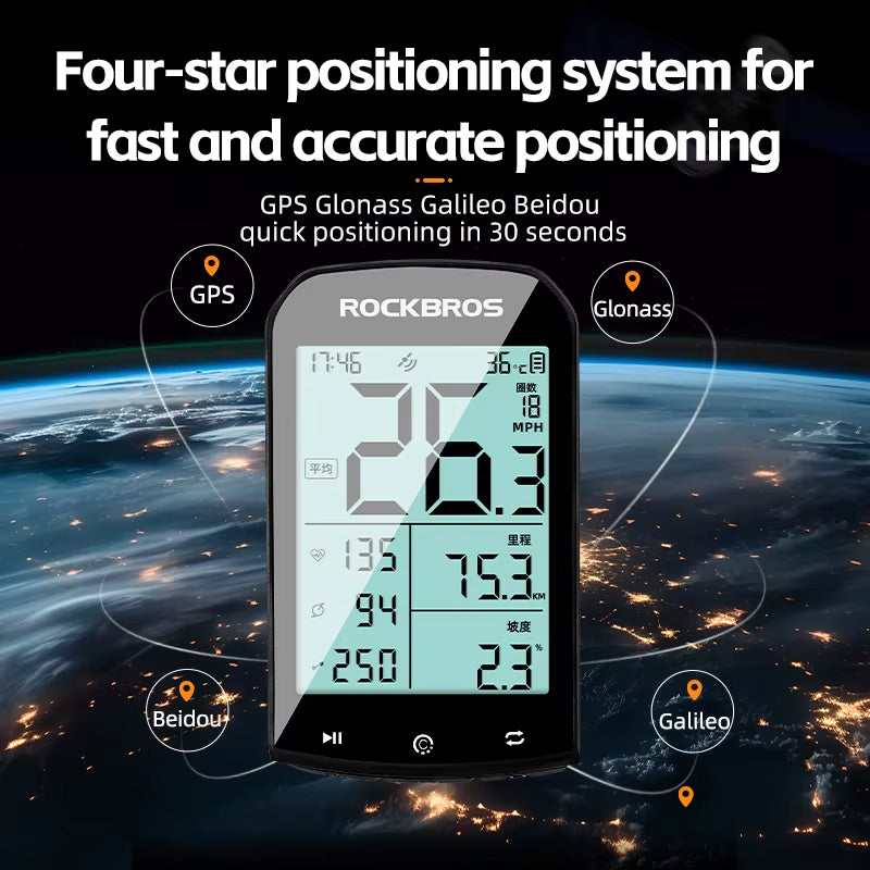 GPS Bike Computer 5.0 ANT+ Bluetooth IPX6 Waterproof Wireless Speedometer Odometer Bicycle Stopwatch Bike Accessories
