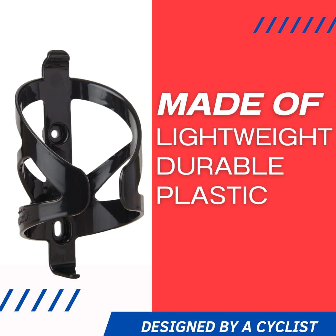 Bike Water Bottle Holder & Bottle Combo – 2-Pack 22 Oz Sports Squeeze Bottles with Pull Top Cap & Easy-Install Bike Cage – Made in USA – Brand