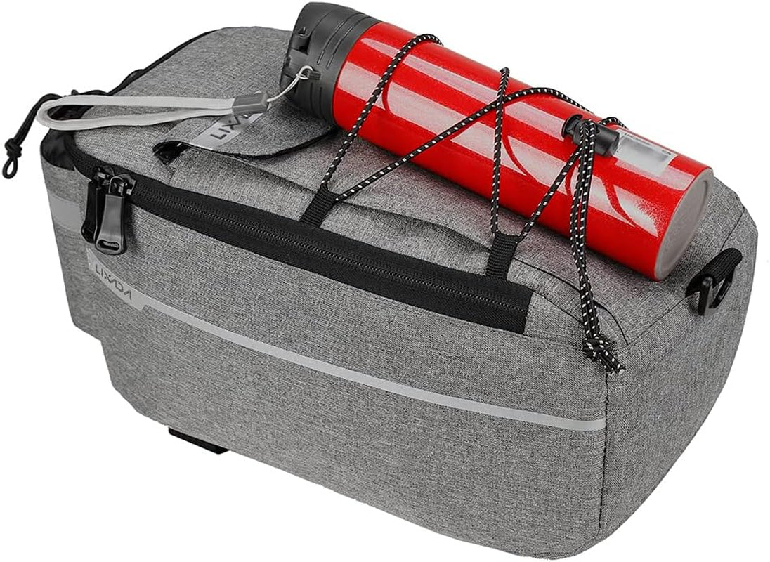 Bike Panniers Bike Trunk Bag Insulated Bag for Warm/Cool Items, Bicycle Rear Rack Storage Luggage Bicycle Seat Multifunctional Insulated Trunk Cooler Bag Shoulder Bag 11.4 6.3 6.7In