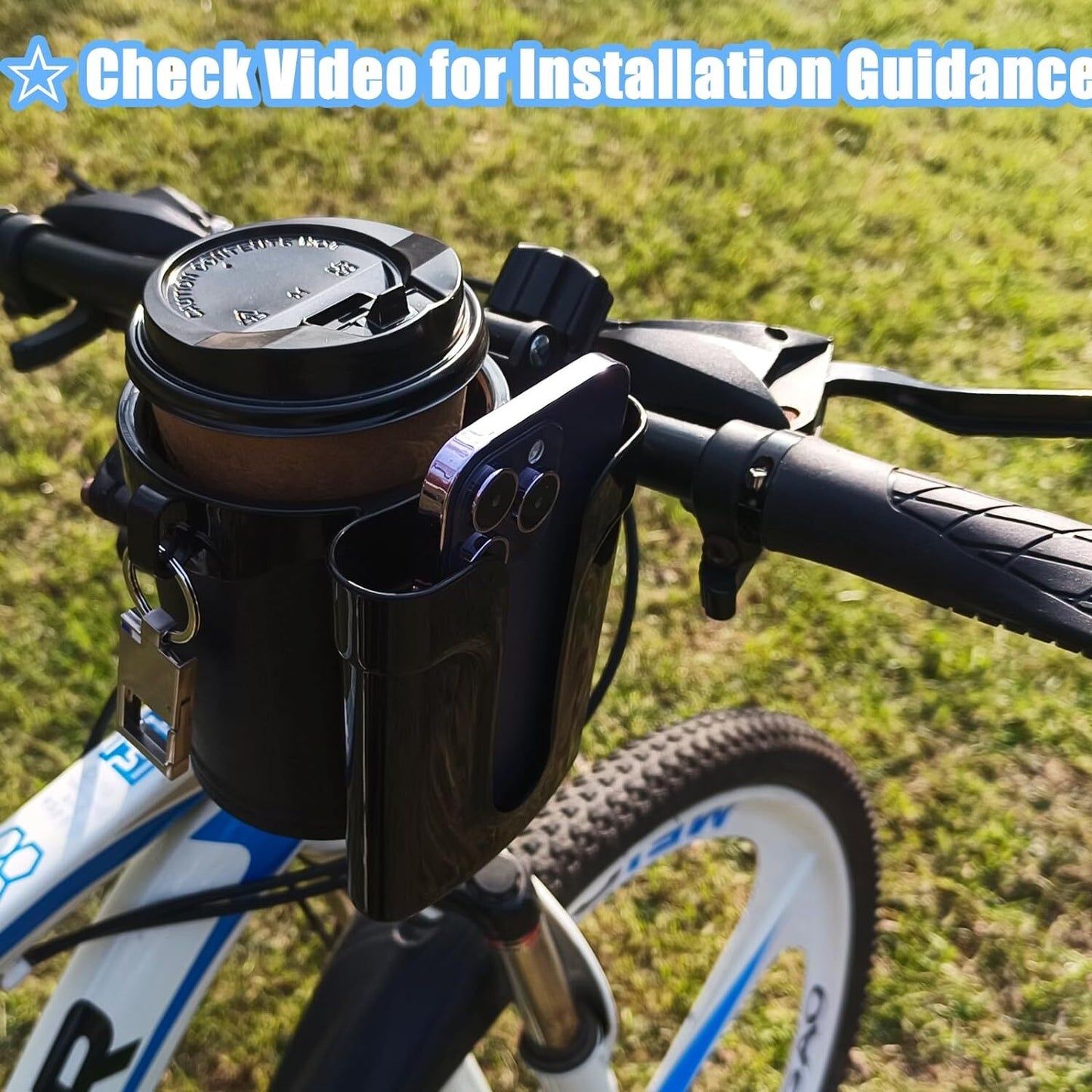 Bike Water Bottle Holder, Handlebar Bike Cup Holder with Phone Keys Holder, Bicy