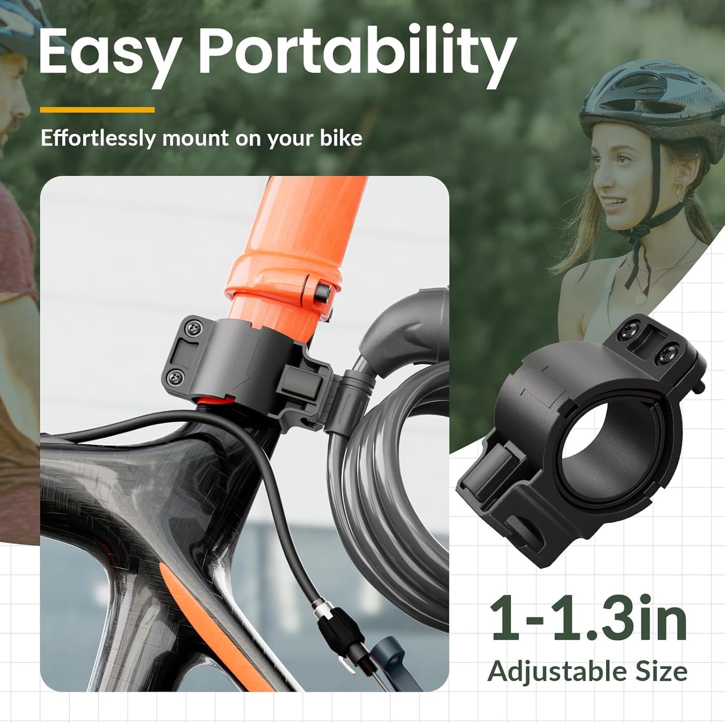 Bike Lock, Bicycle Lock 4 Feet Cable Lock 1/2 Inch Resettable Bike Lock Combination with Mounting Bracket, Bike Accessories for Bicycle, Electric Scooter, Motorcycle