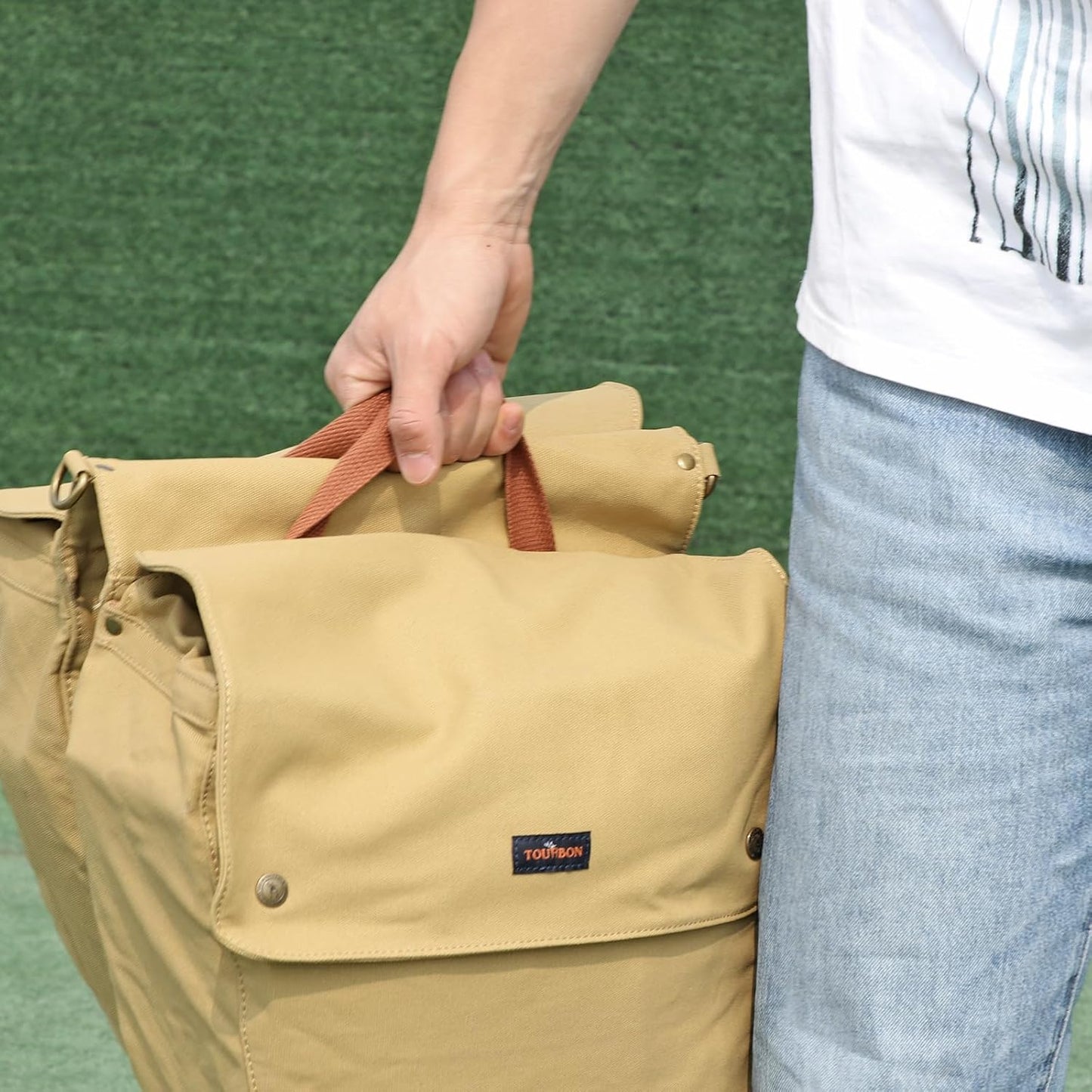 Canvas Cycling Bicycle Bike Pannier Rear Seat Bag Rack Trunk (Waterproof, Roll-Up) (Khaki)
