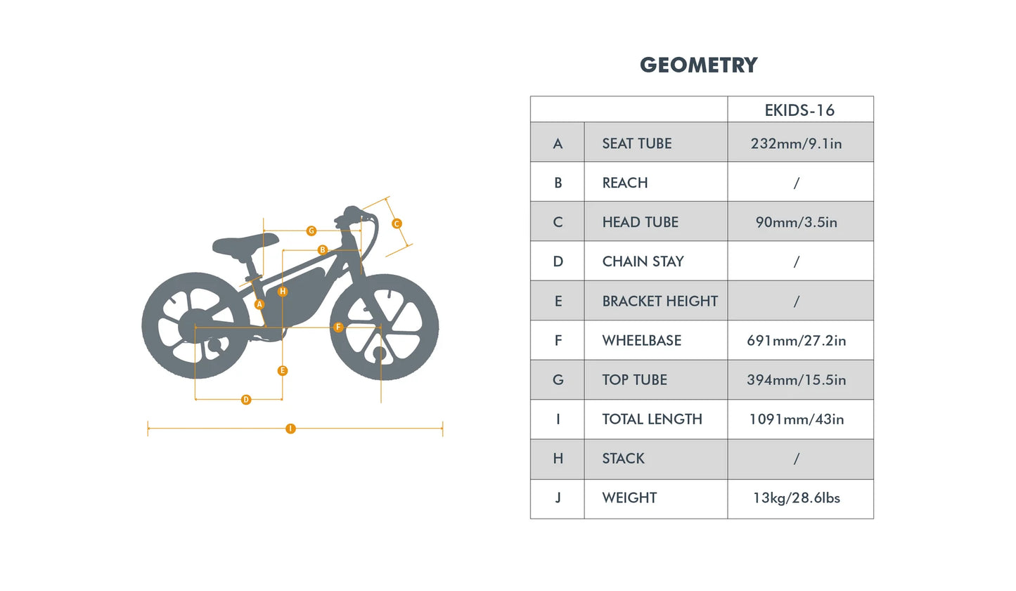 EUNORAU EKIDS-16 Electric Bike – 250W Lightweight eBike for Kids