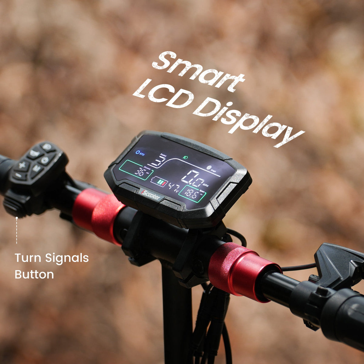 iScooter iX8 smart LCD display and turn signal button