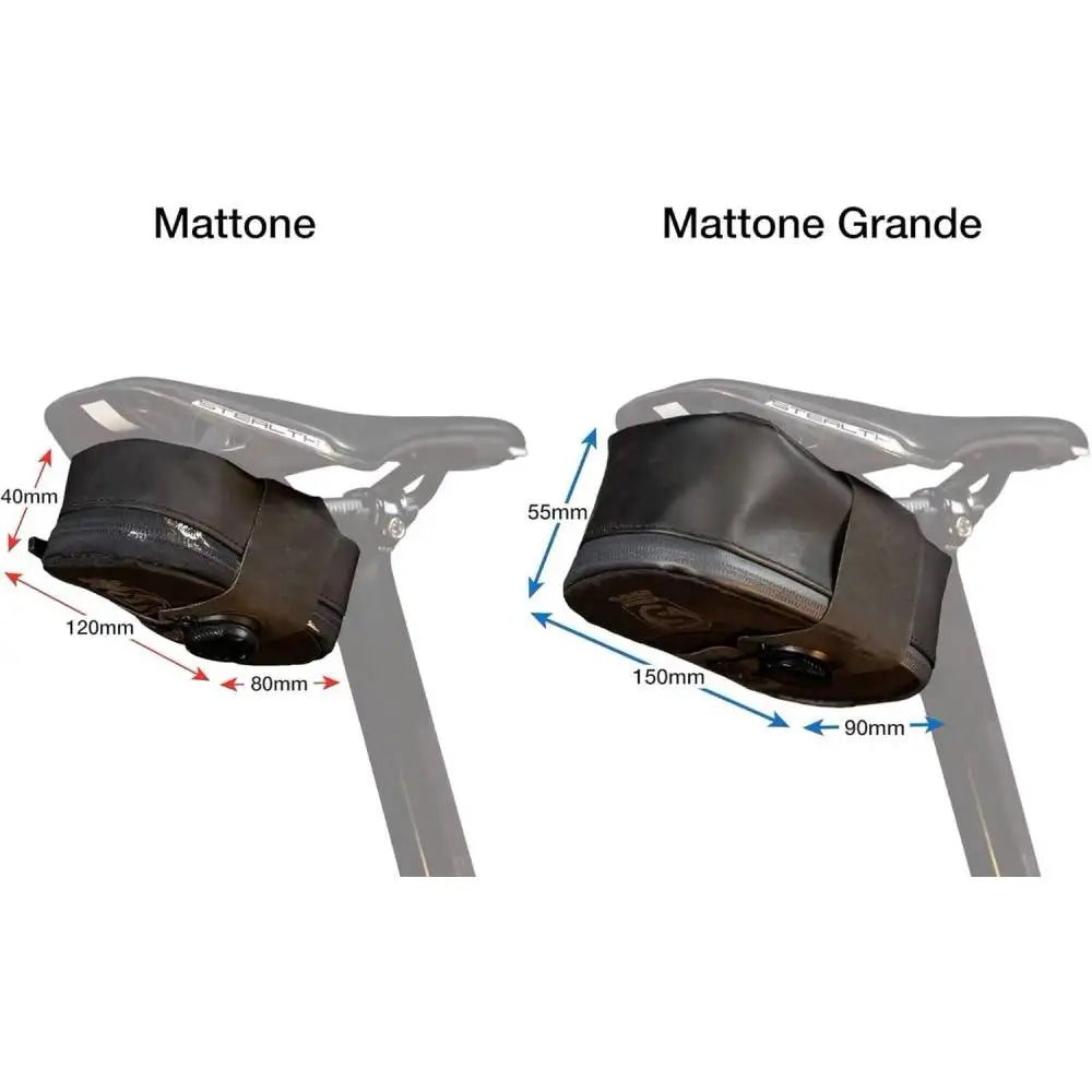 Mattone under Seat Bag for Bicylces with Zipper and Waterproof Zipper and BOA Mounting System (Small, Black)