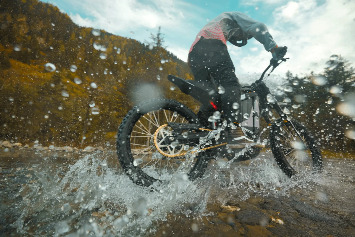 EUNORAU R1-19 electric dirt bike on a trail