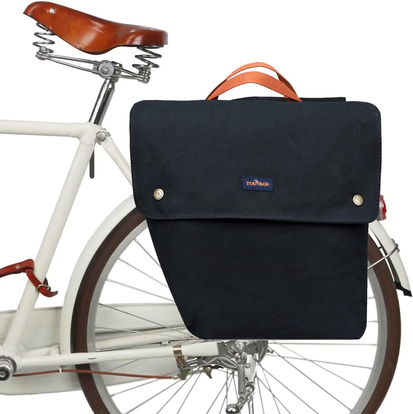 Canvas Cycling Bicycle Bike Pannier Rear Seat Bag Rack Trunk (Waterproof, Roll-Up) (Khaki)