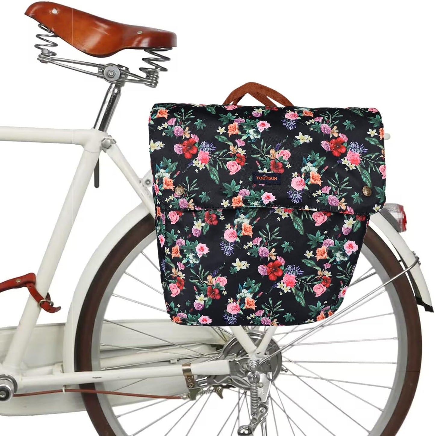 Canvas Cycling Bicycle Bike Pannier Rear Seat Bag Rack Trunk (Waterproof, Roll-Up) (Khaki)