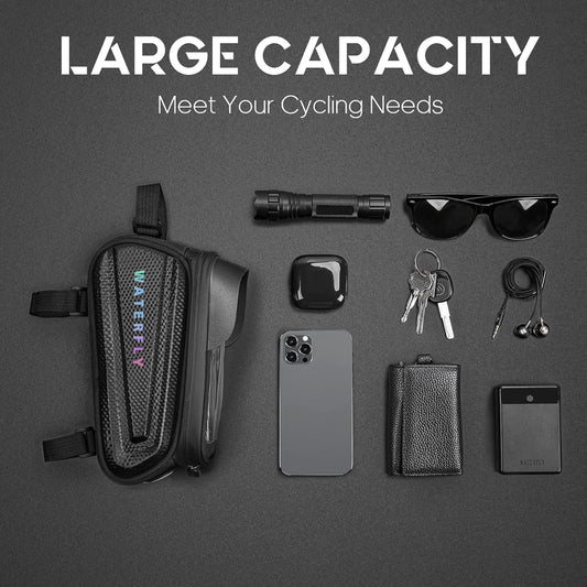 Bike Front Frame Bag: Bike Top Tube Phone Mount Bag Cycling Waterproof Phone Holder Pouch Bicycle Handlebar Pouch