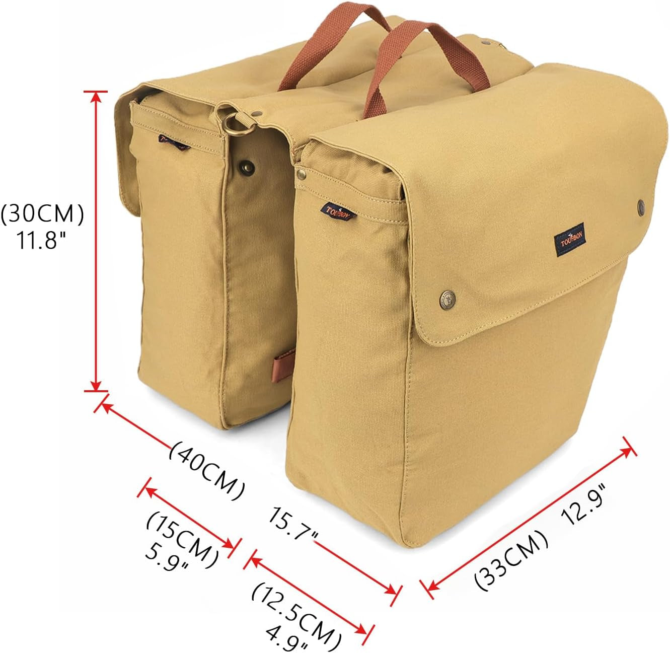 Canvas Cycling Bicycle Bike Pannier Rear Seat Bag Rack Trunk (Waterproof, Roll-Up) (Khaki)