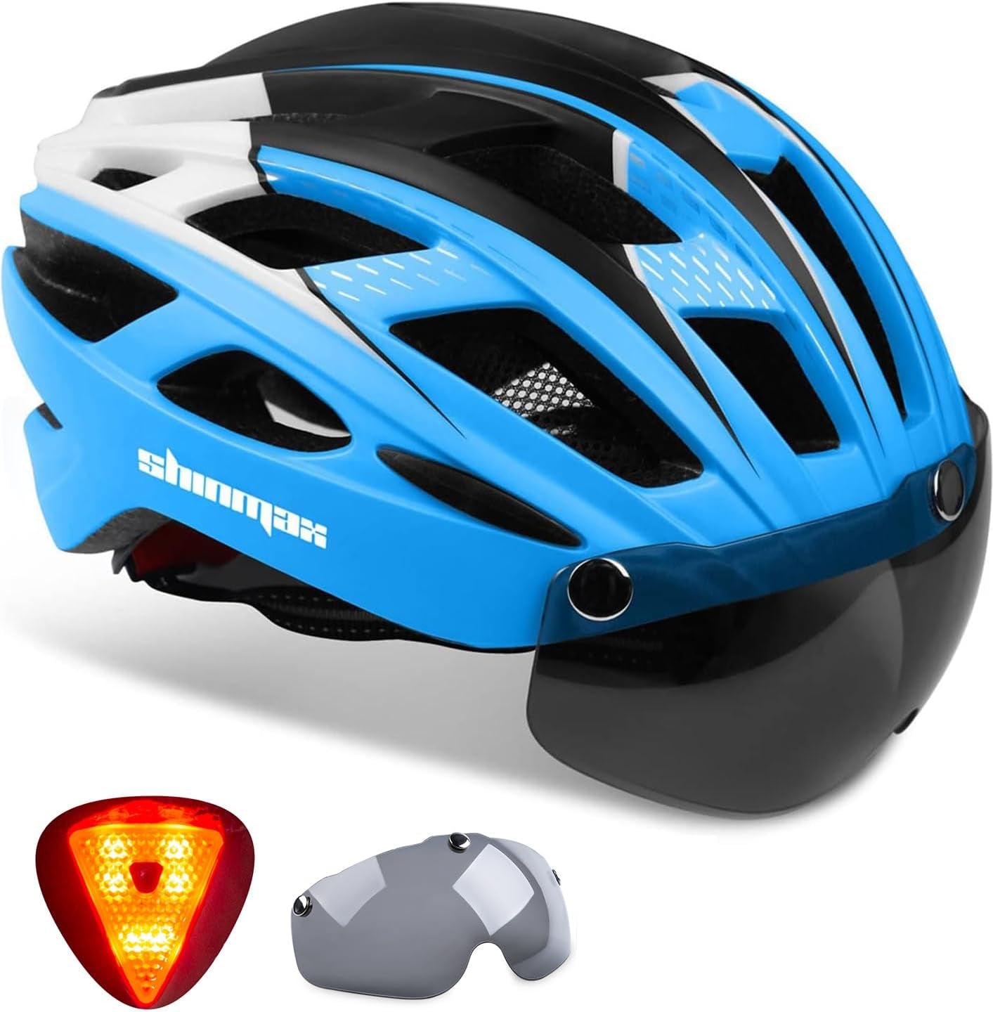 Bike Helmet, CPSC/CPC Bike Helmet for Adult Men Women with Magnetic Goggles&Led Back Light Cycling Helmet Adjustable SM-T69