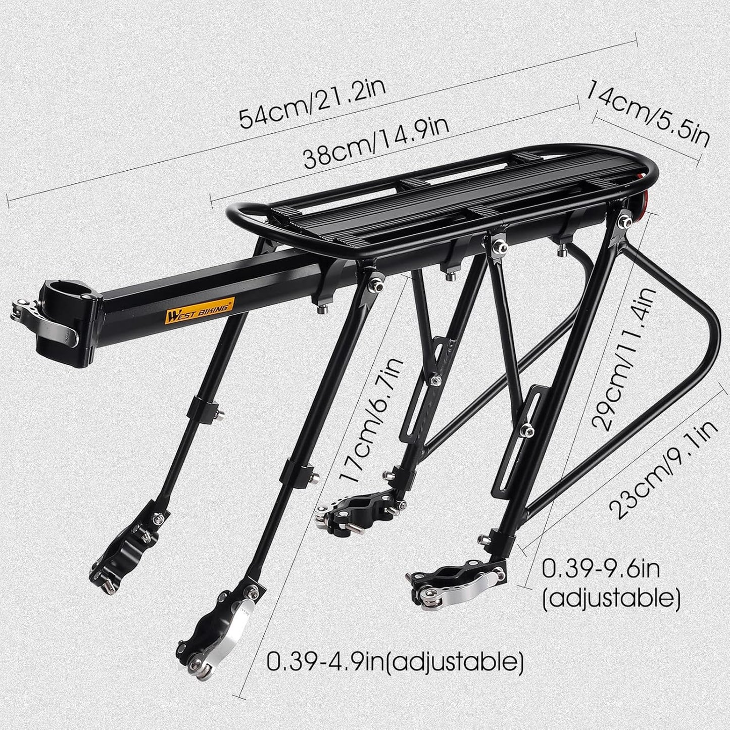 Bike Cargo Rack 220 Lbs Load Bike Rack Full Quick Release Universal Adjustable, Aluminum Alloy Waterproof Bike Luggage Rear Rack, Bicycle Rear Rack for MTB, Ebikes, Road Bike