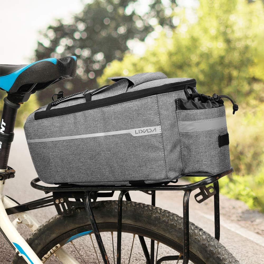 Bike Panniers Bike Trunk Bag Insulated Bag for Warm/Cool Items, Bicycle Rear Rack Storage Luggage Bicycle Seat Multifunctional Insulated Trunk Cooler Bag Shoulder Bag 11.4 6.3 6.7In